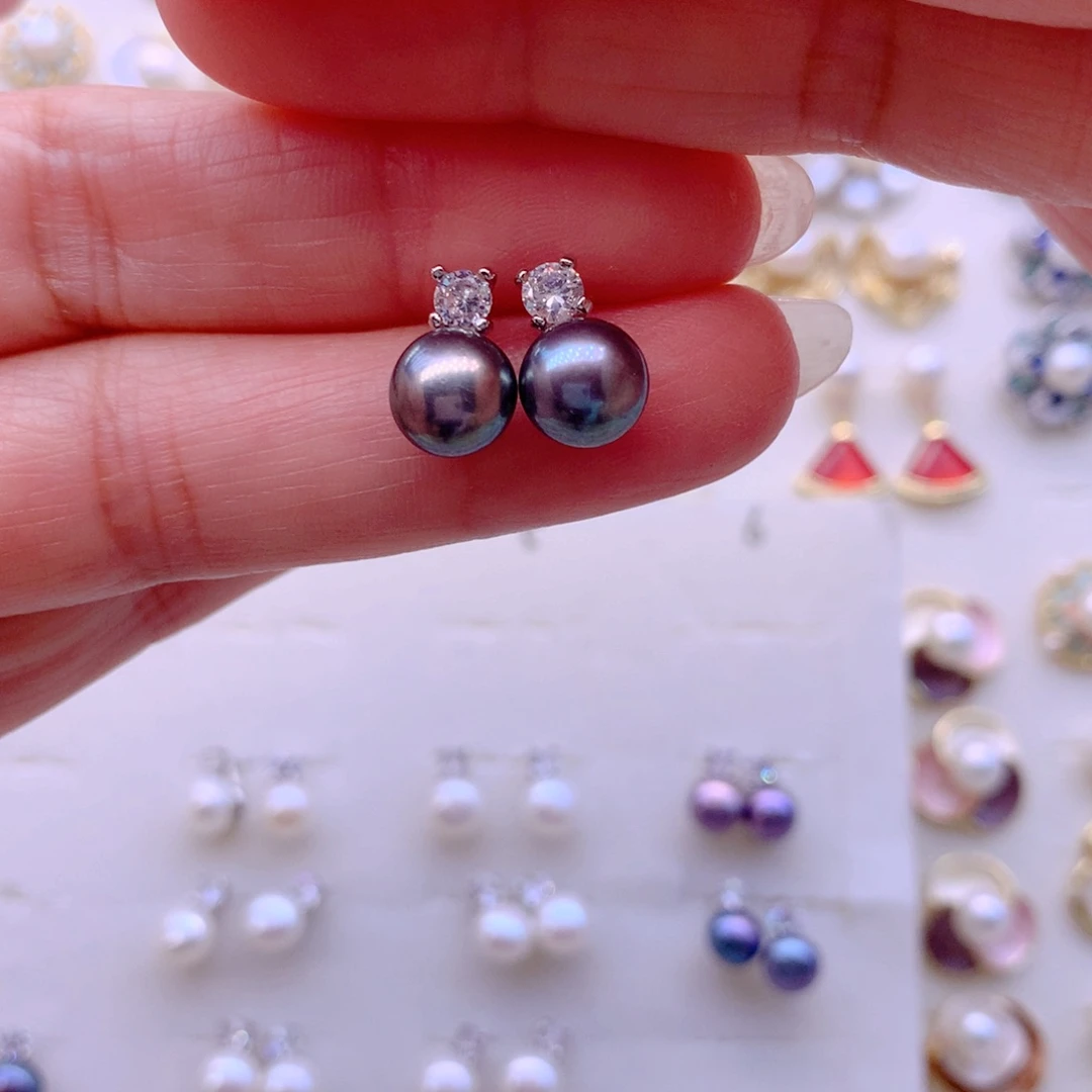 合金淡水珍珠耳饰