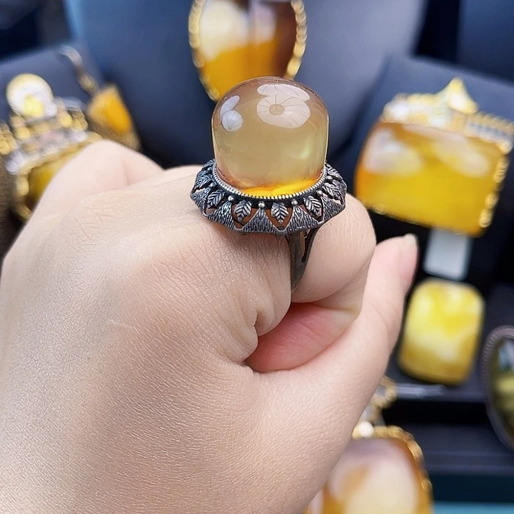 琥珀银S925镶嵌裸石