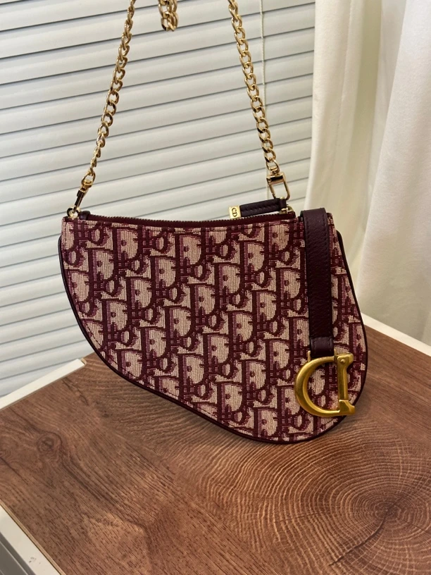 95新 DIOR/迪奥 时尚单肩包拼皮设计腋下包帆布材质简约百搭