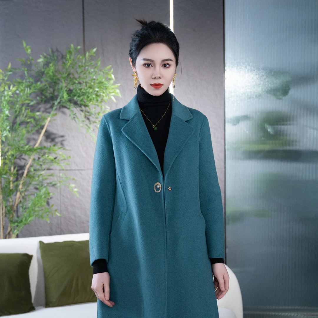 【丽爷】23865蓝色羊毛大衣