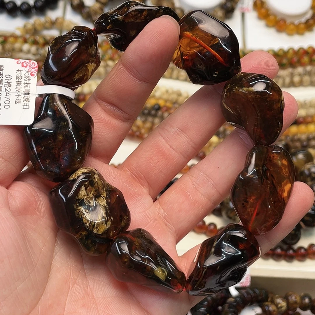 花***声裸石琥珀未镶嵌大90108