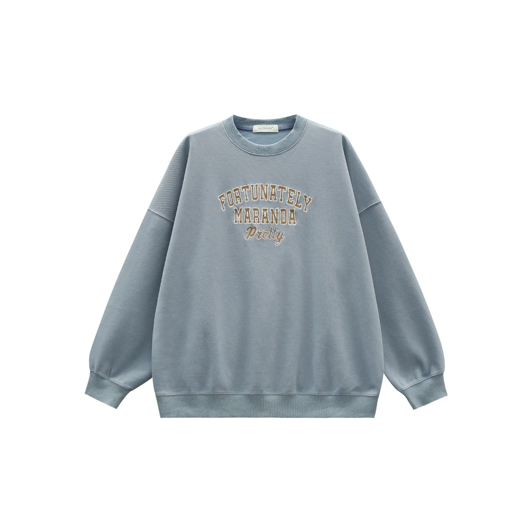 【郑买买】冰萃海盐 早春款清新氧气休闲通勤字母宽松卫衣LF50103W1