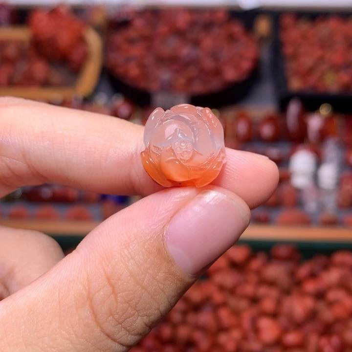 未镶嵌南红南红玛瑙牡丹花