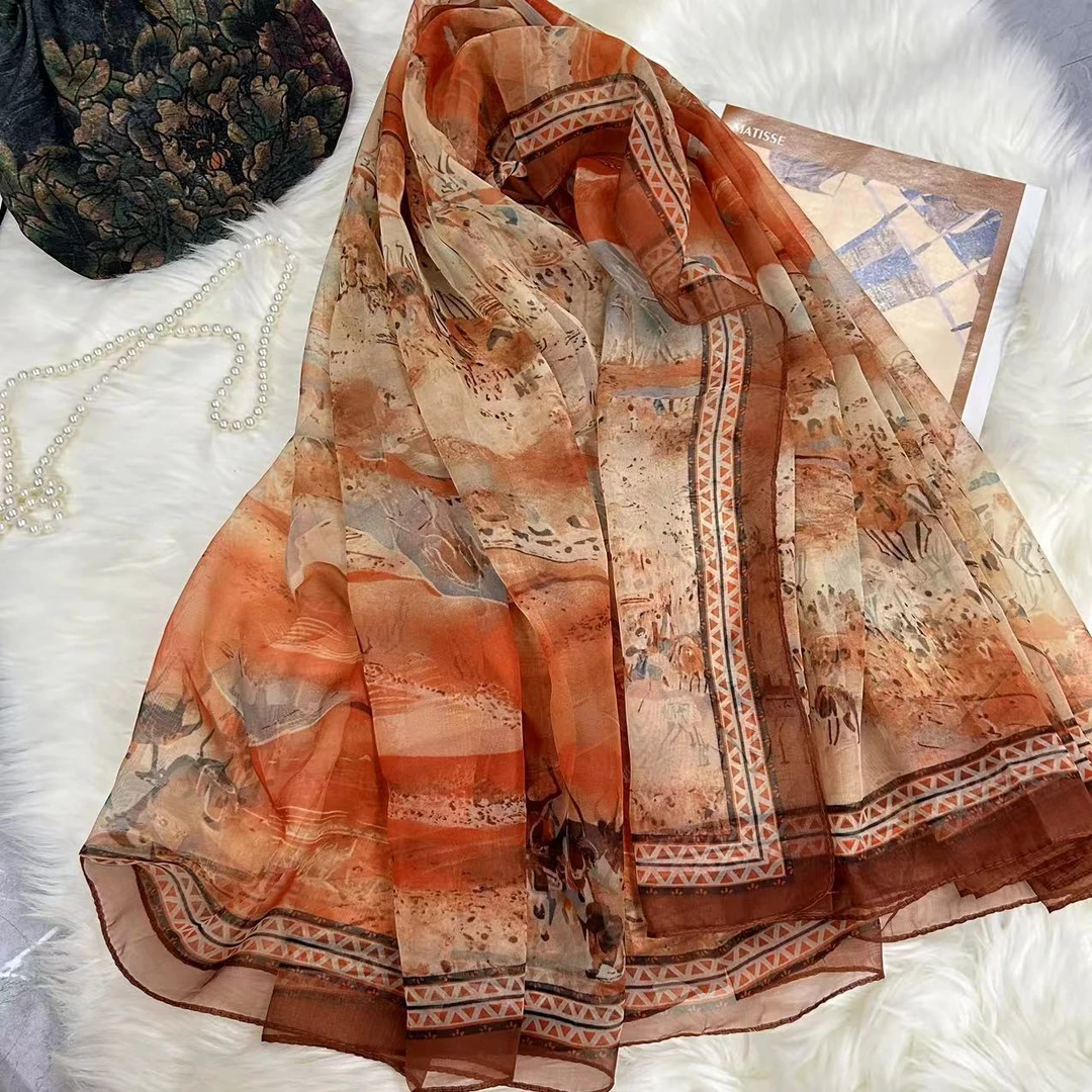 1-320 优柔纱【昭君出塞】时尚百搭130x180左右丝巾沙滩巾