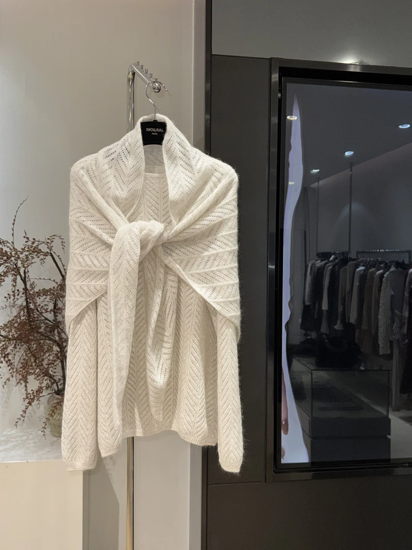 ZZ时尚百搭纯色氛围感中长款披肩真两件长袖X1117