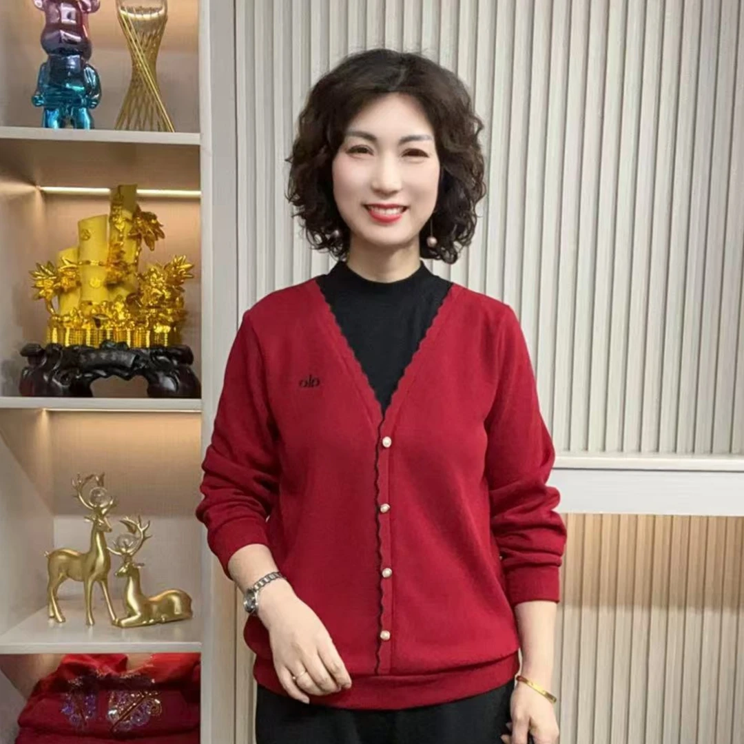 妈妈装流光流行时尚女装宽松冬装加绒冬款内搭独特漂亮装休闲长袖
