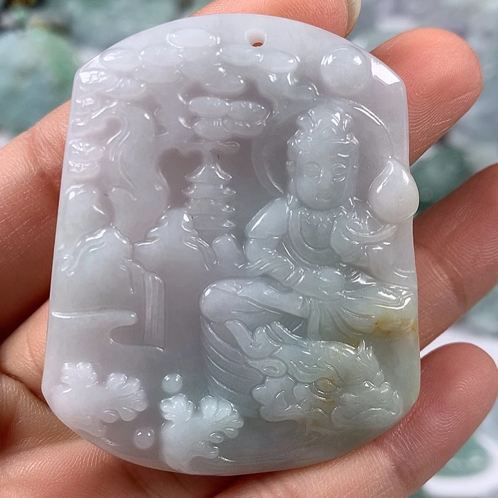 颈饰未镶嵌翡翠山水玉龙观音福利