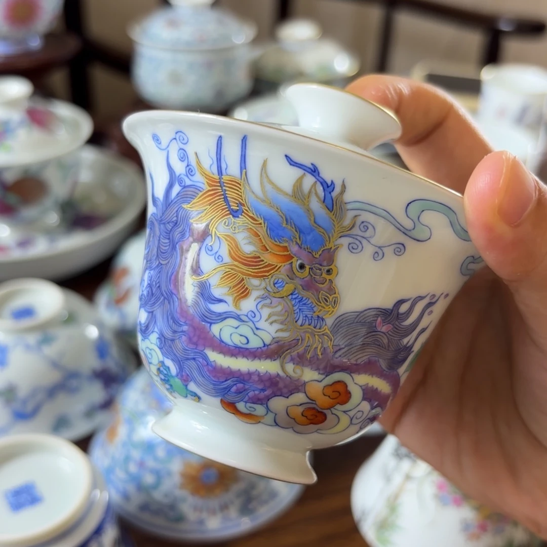 ****寶瓷1100紫龙盖碗……………………