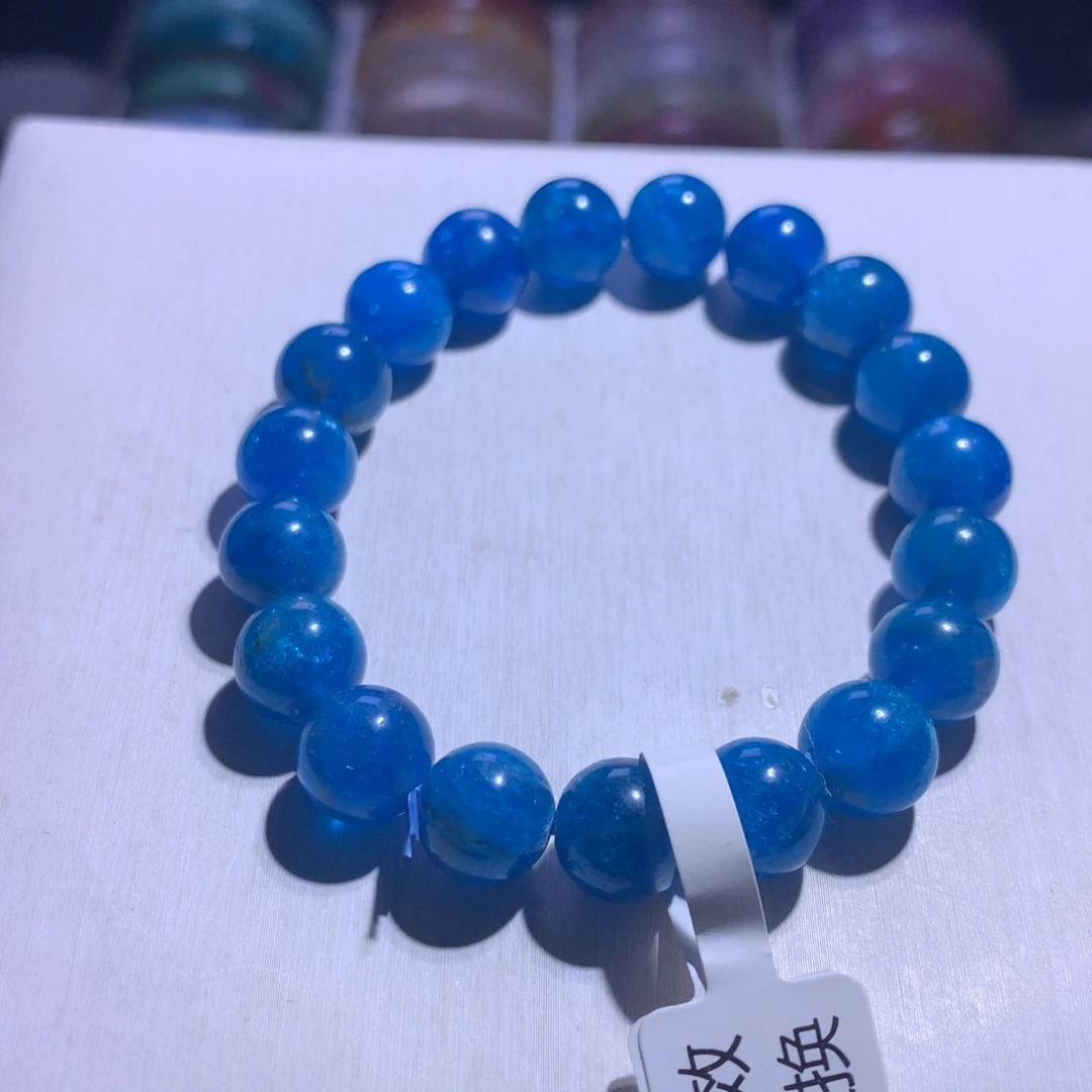 银S925镶嵌水晶手串蓝磷灰10.6m