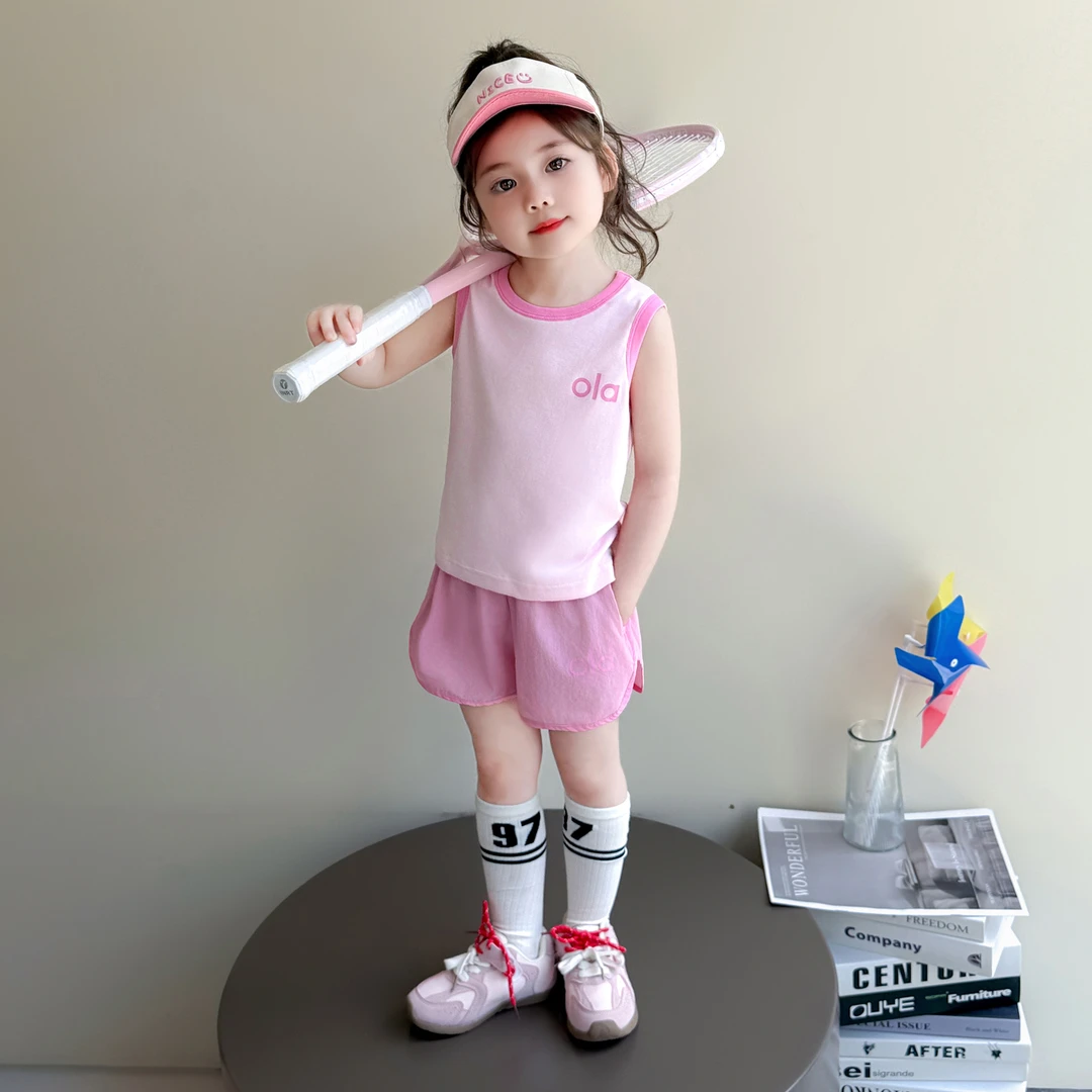 女宝宝背心套装夏季薄款儿童无袖短裤女童洋气运动背心两件套夏装