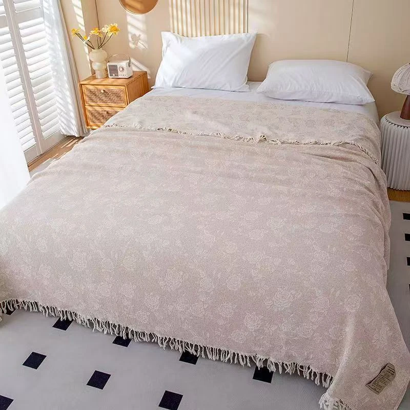 【雾粉玫瑰】220*240高端高定系列流苏盖毯可铺可盖A类可机洗水洗