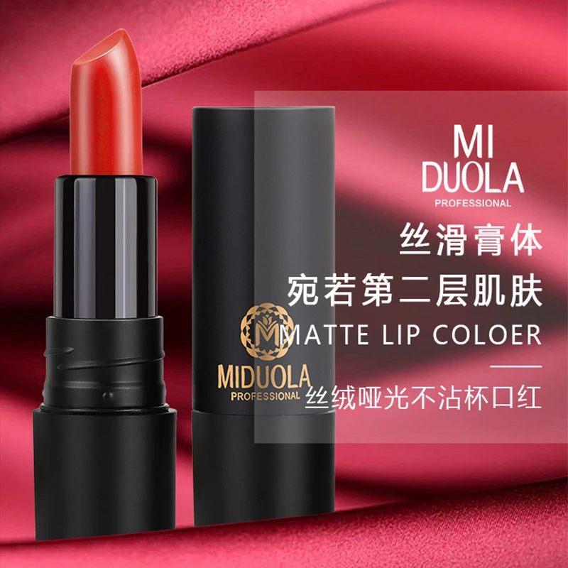 厂家直发咪朵拉8819丝绒哑光不沾杯口红唇膏持久不易掉色雾面唇膏