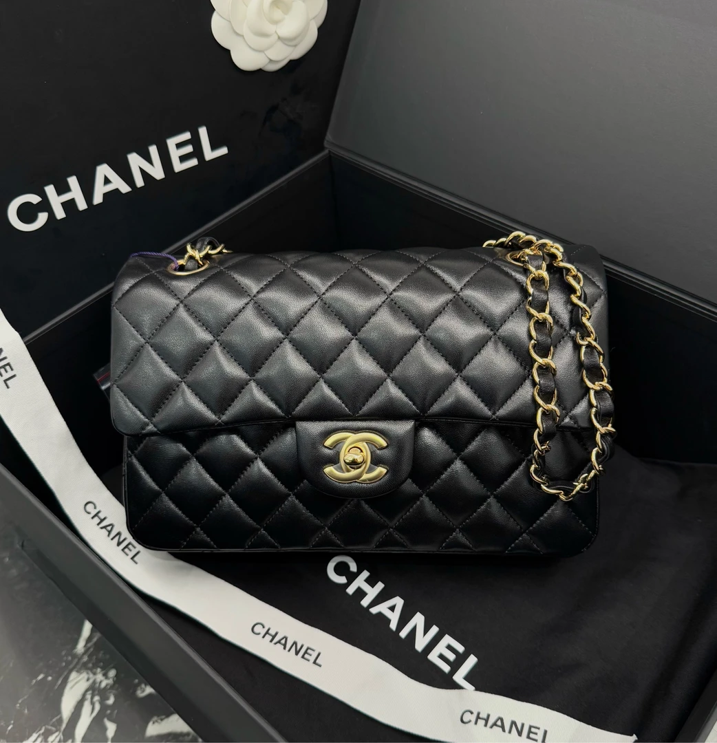 99新 Chanel/香奈儿 CF 黑金 羊皮 小号 链条包 闲置新/5250