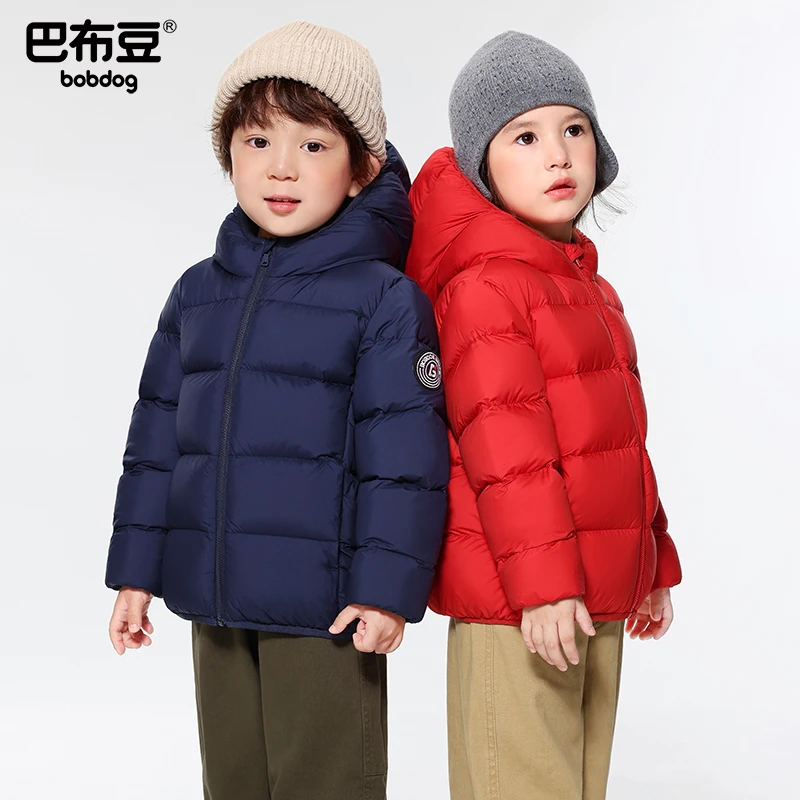 Bobdog/巴布豆95绒儿童红色羽绒服男女童新款宝宝童装加厚冬外套