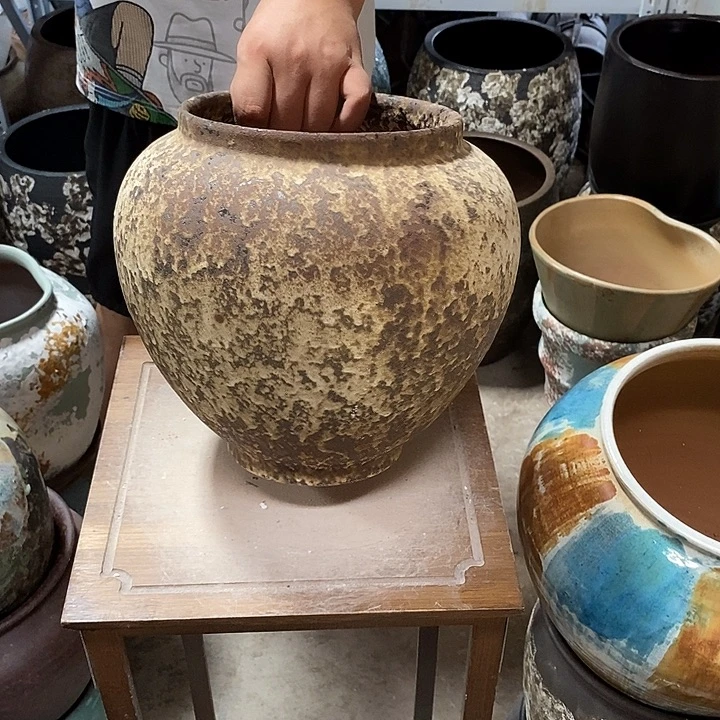 花盆紫砂口18高度25铁锈…………