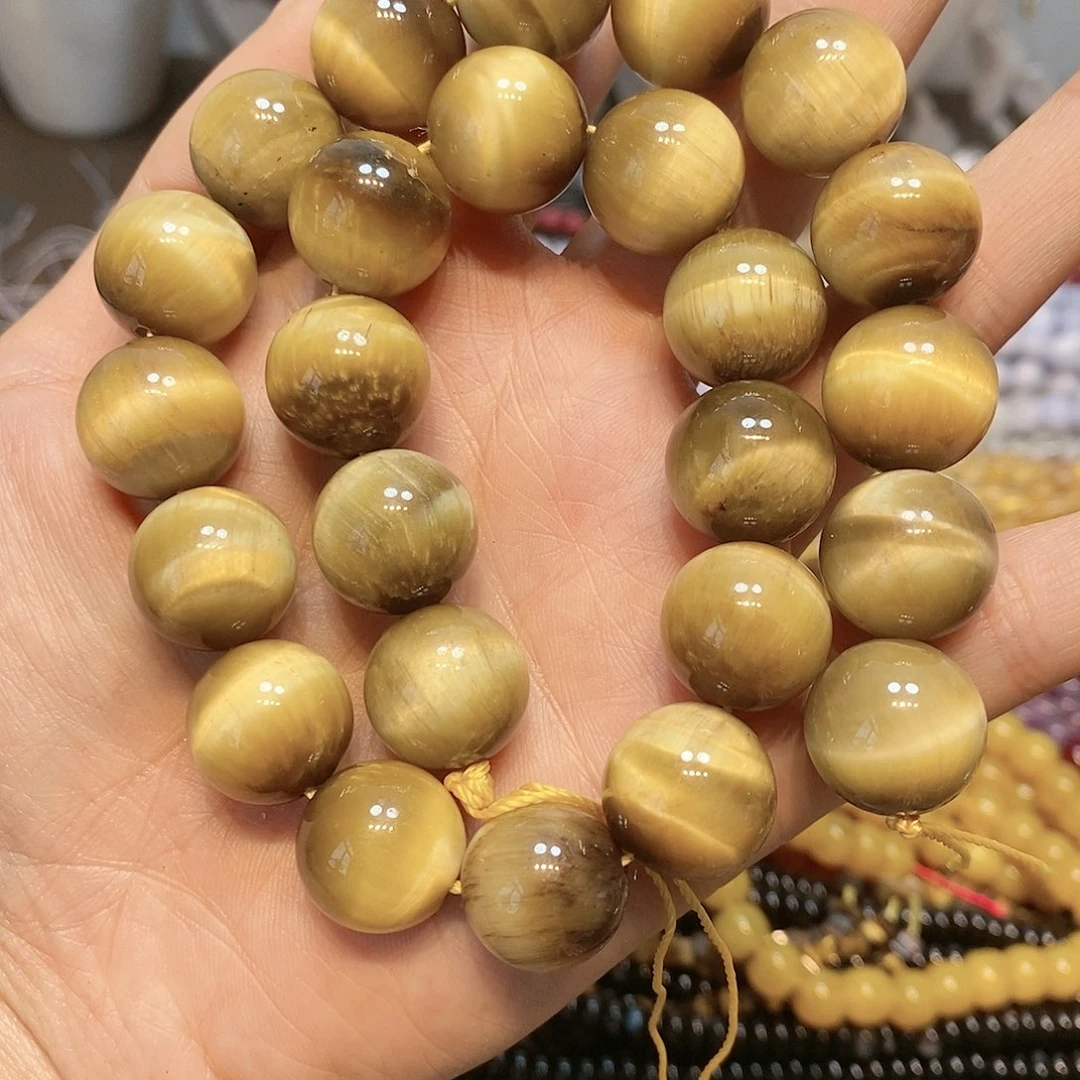 玛瑙/玉髓散珠16mm金虎眼一条