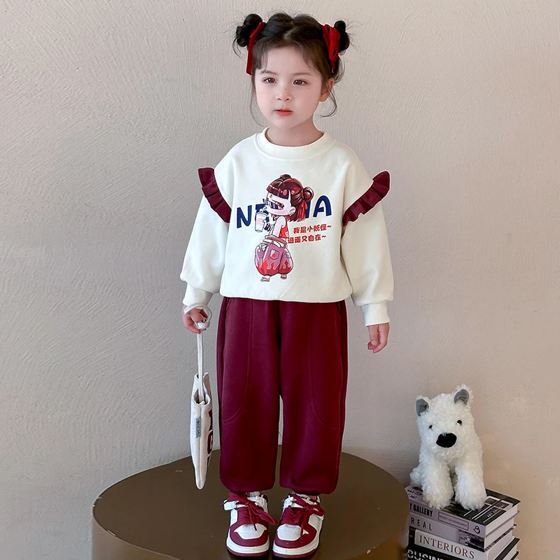 纯色哪吒套装新款女孩男女童春款春秋款童装衣服卫衣卫裤两件套潮