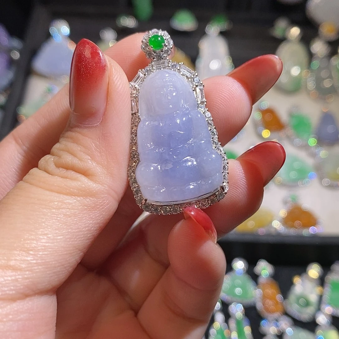 翡翠银S925镶嵌颈饰跳****马天然翡翠