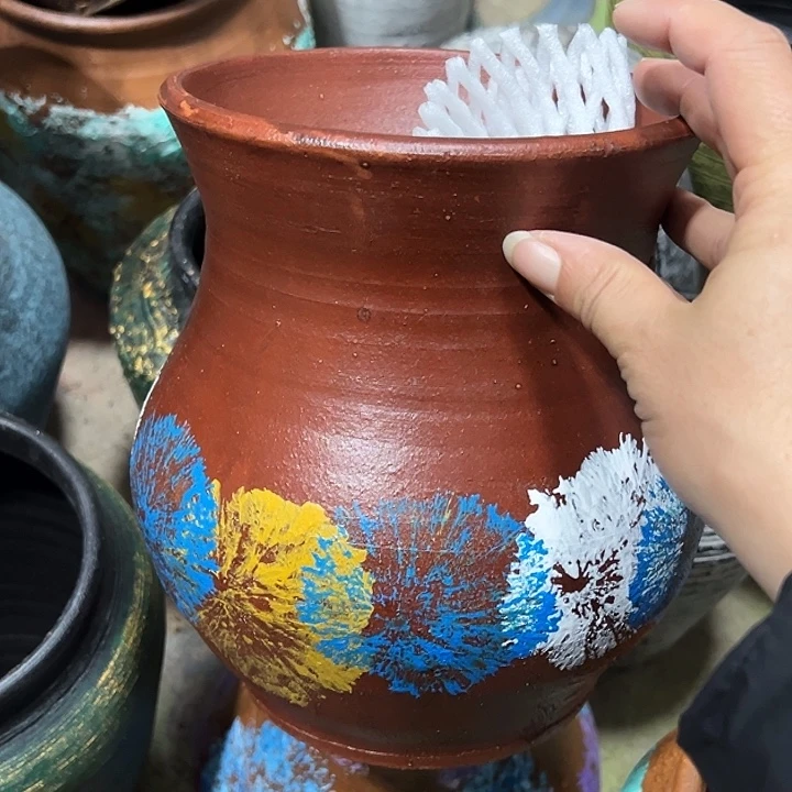 烟花彩绘福袋高20口15.5默认打孔