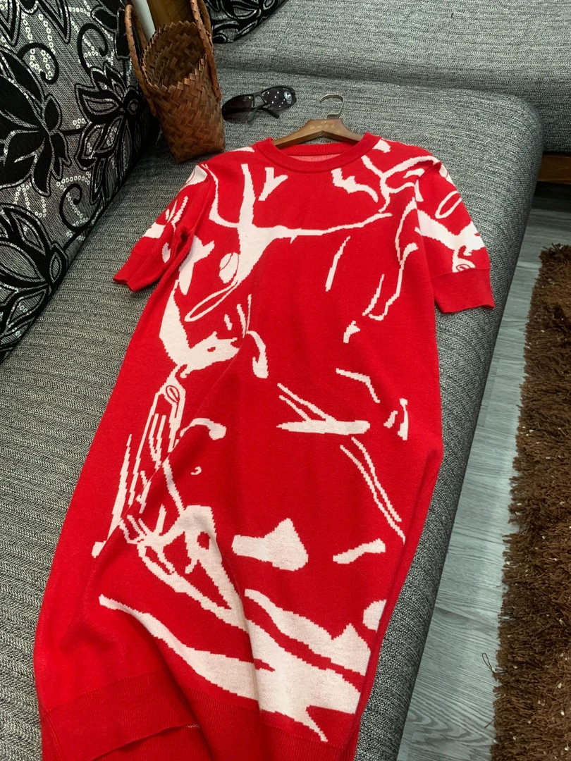 8886 祺欣家 简约风双层电脑机提花小众设计高级感针织连衣裙