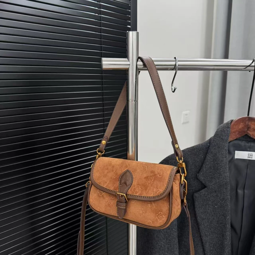 高级感复古麂皮绒女包单肩斜挎女包法棍包包【1007南瓜】