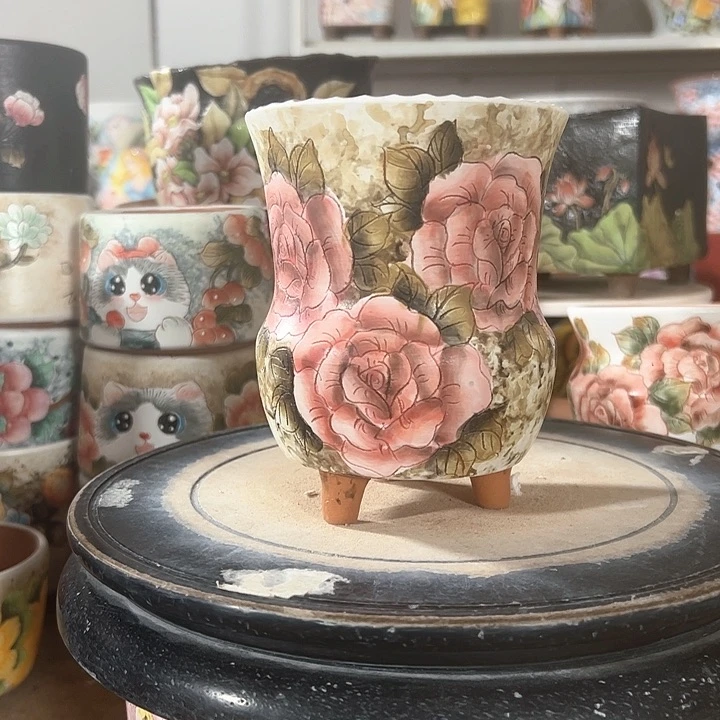 景德镇市昌江区手绘花盆 满38包邮