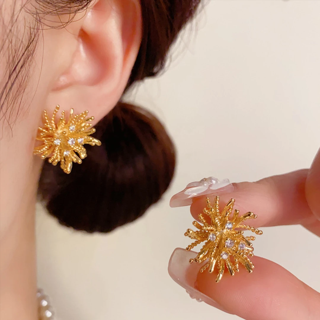 纯铜合成锆石耳饰 06 烟花耳钉时尚百搭小众
