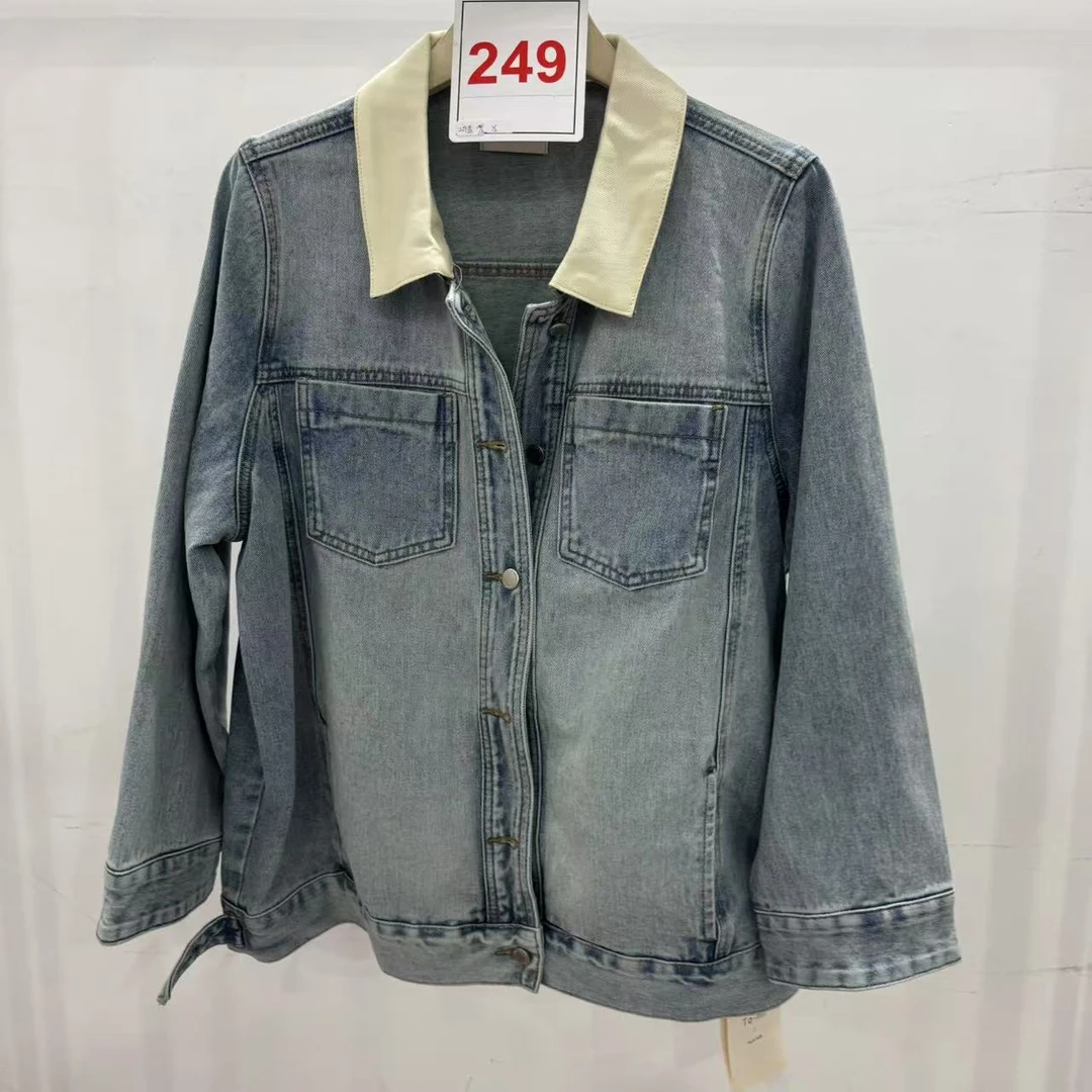 249-3427-爆款韩系复古拼色牛仔外套