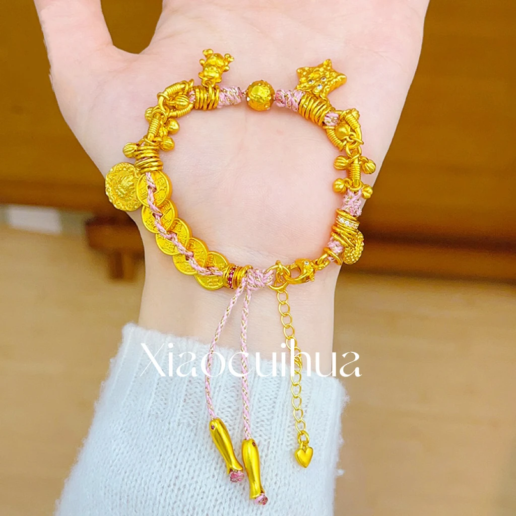 【粉色小熊】可调节经典古法手工diy配饰重工百搭编绳素女生饰品款