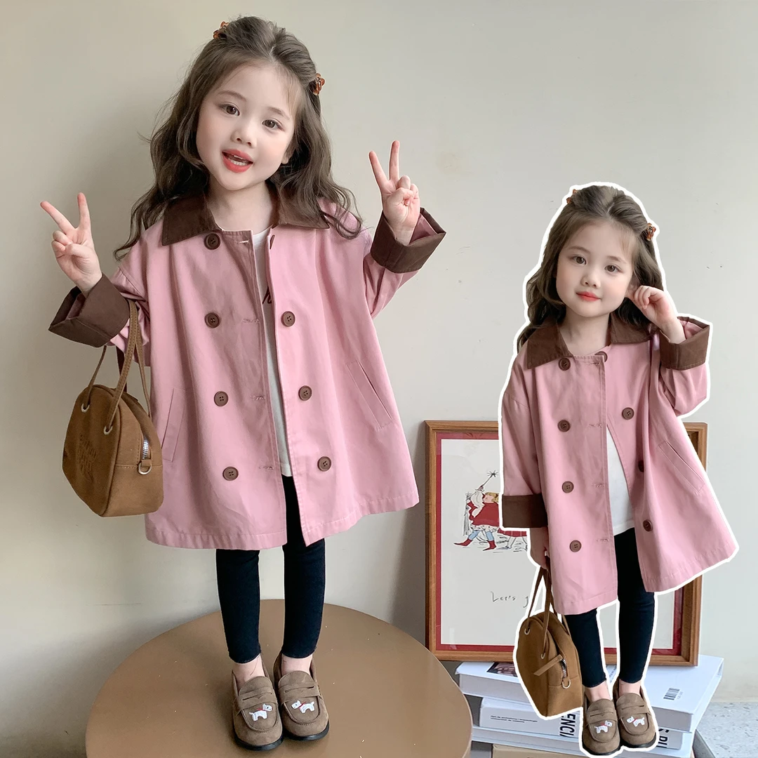 秋季女童外套2025新款女小童韩版儿童风衣中长款春秋洋气风衣潮童