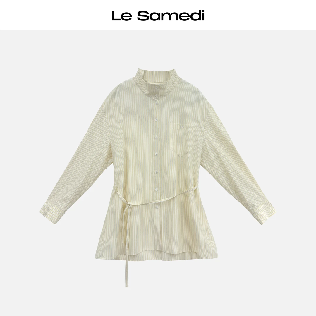 Le Samedi【米兰微风】无界智感 宽松两穿腰绳松弛垂感立领衬衫
