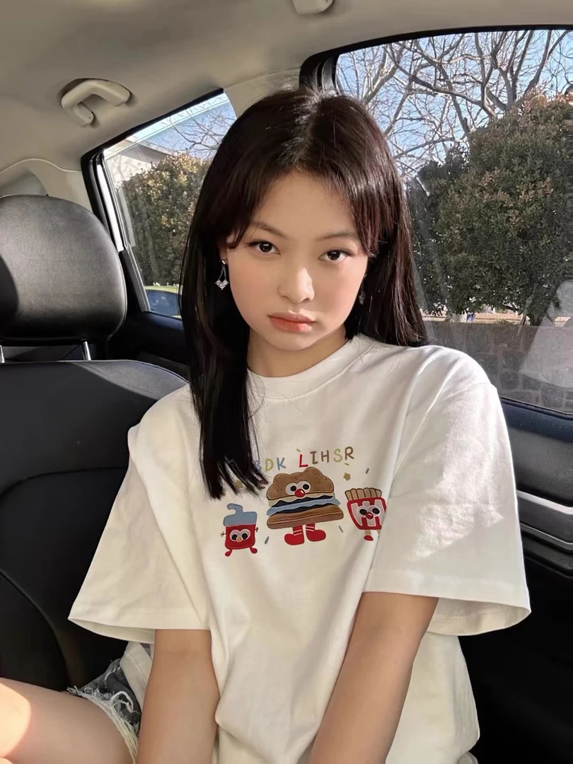 夏季纯棉白色短袖t恤女2025新款爆款落肩设计感美式半袖宽松上衣