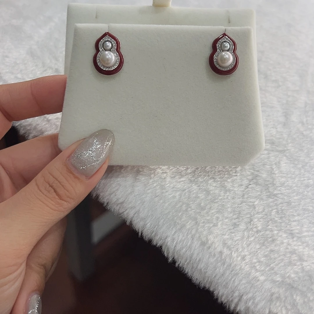 淡水珍珠耳饰银S925镶嵌