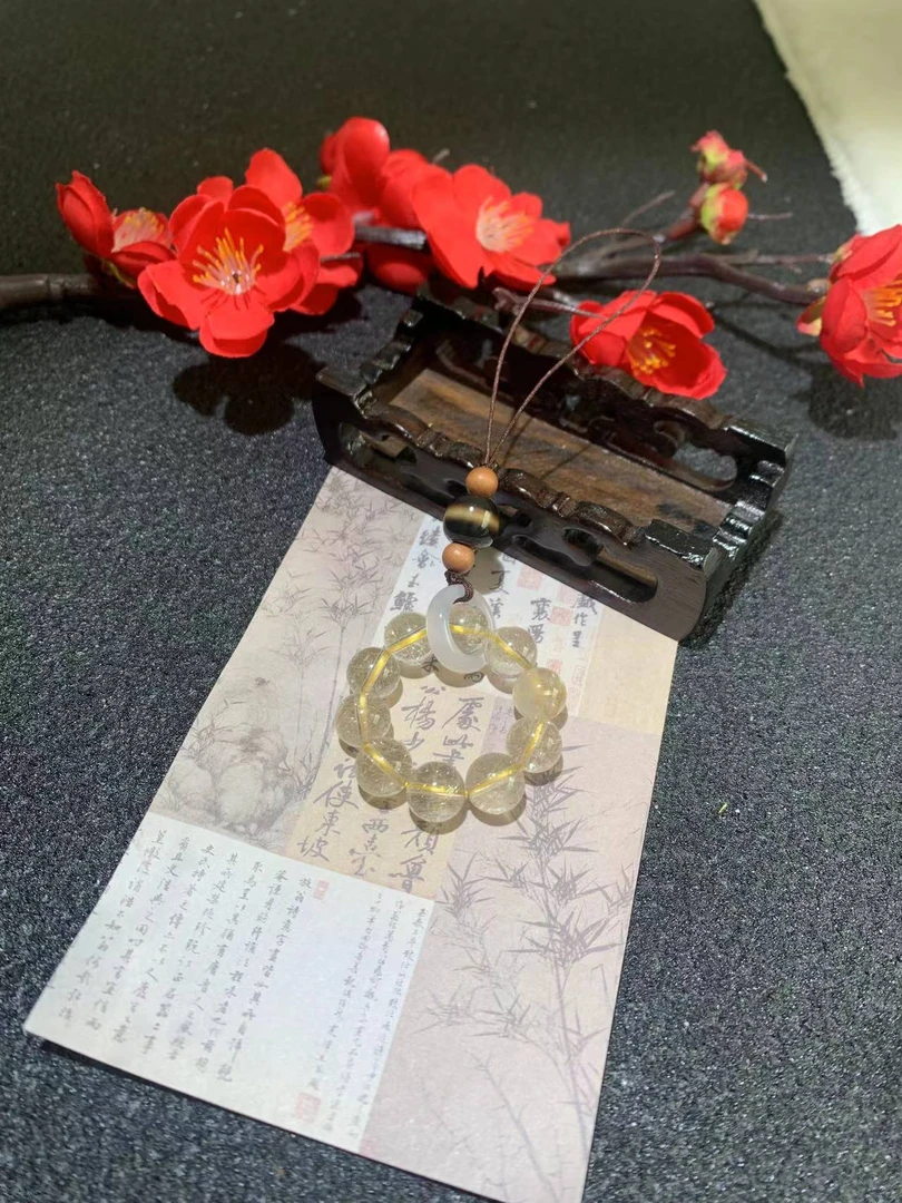 （青黛）金发晶挂件F854