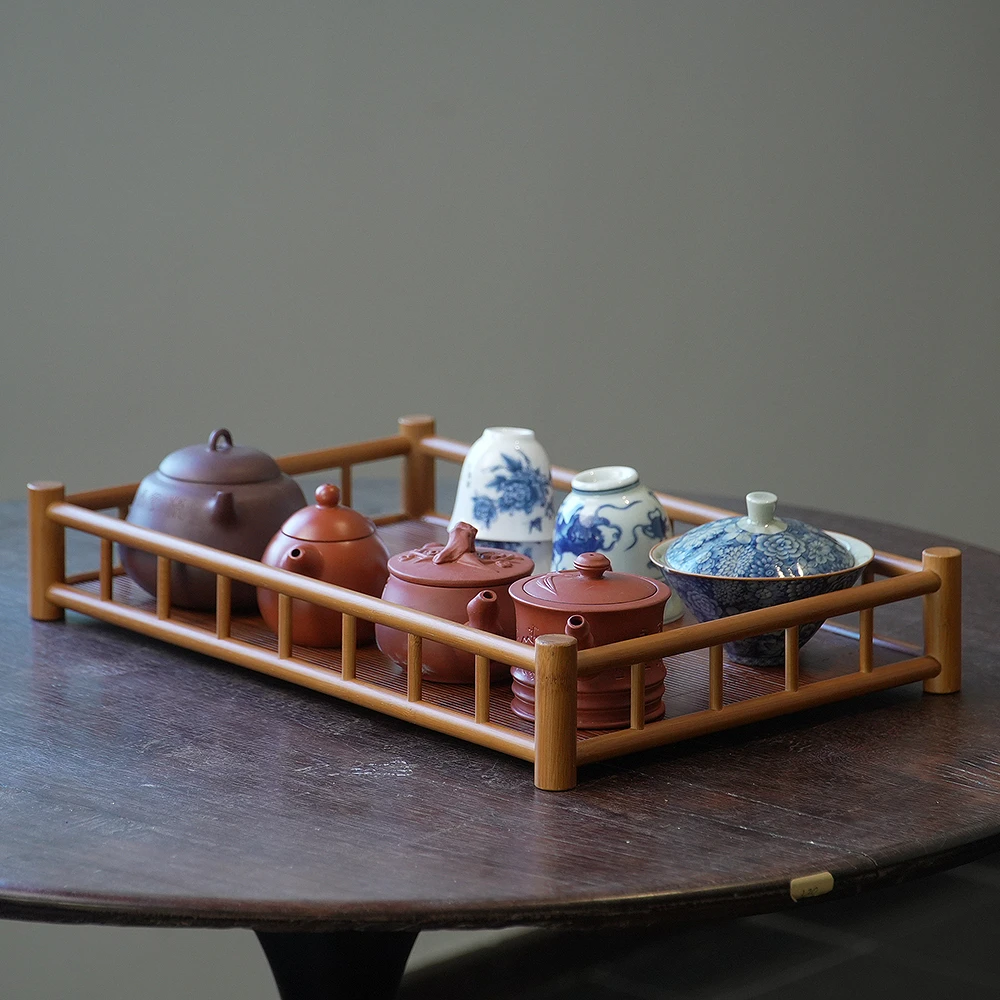 【乐风】竹编收纳盘茶具家用轻奢桌面托盘茶杯整理奉茶盘高端