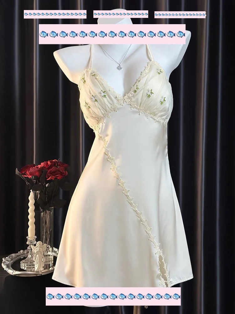 【雏菊】碎花清新睡裙女秋季带胸垫碎花纯欲甜美风睡衣高级