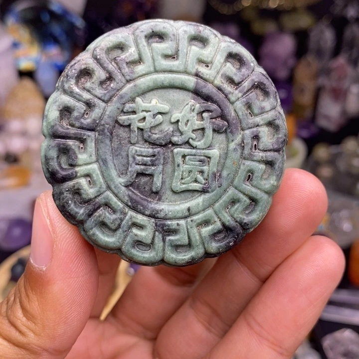 珠宝半成品紫晶银S925镶嵌一月饼