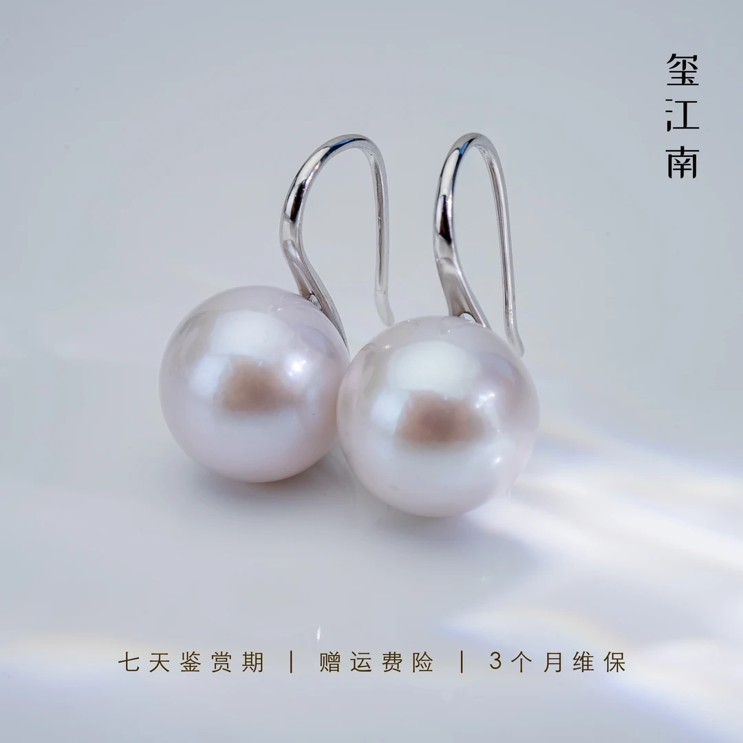 三周年大补贴｜淡水珍珠高跟鞋耳勾S925银大点位正圆12-13mm