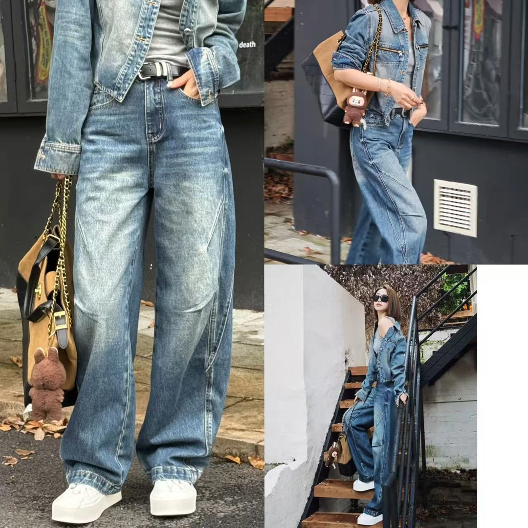 熙薇【 槐叶知秋】2025早秋新款宽松显瘦休闲潮流牛仔裤H3732