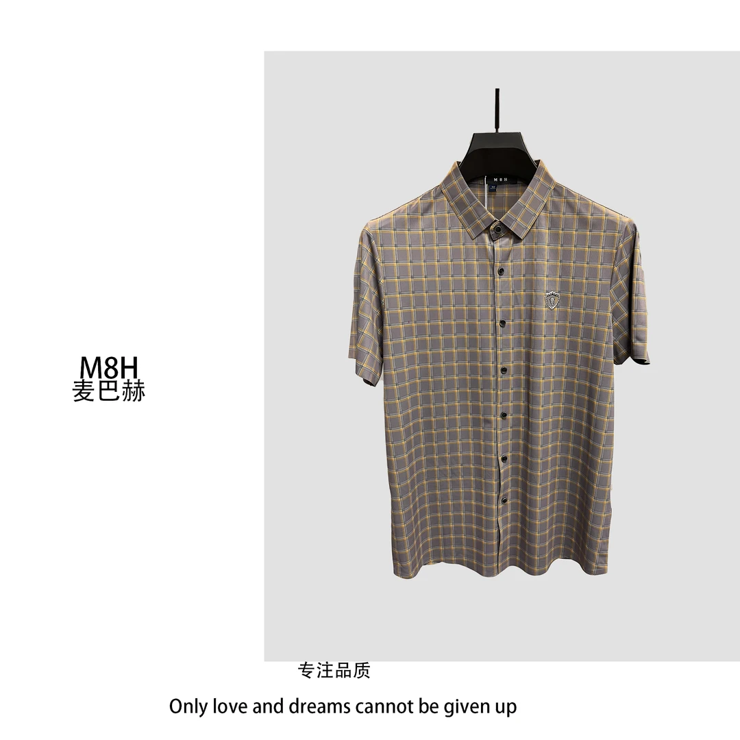 新款衬衫男装休闲提花格纹衬衣    无痕时尚舒适提花格纹