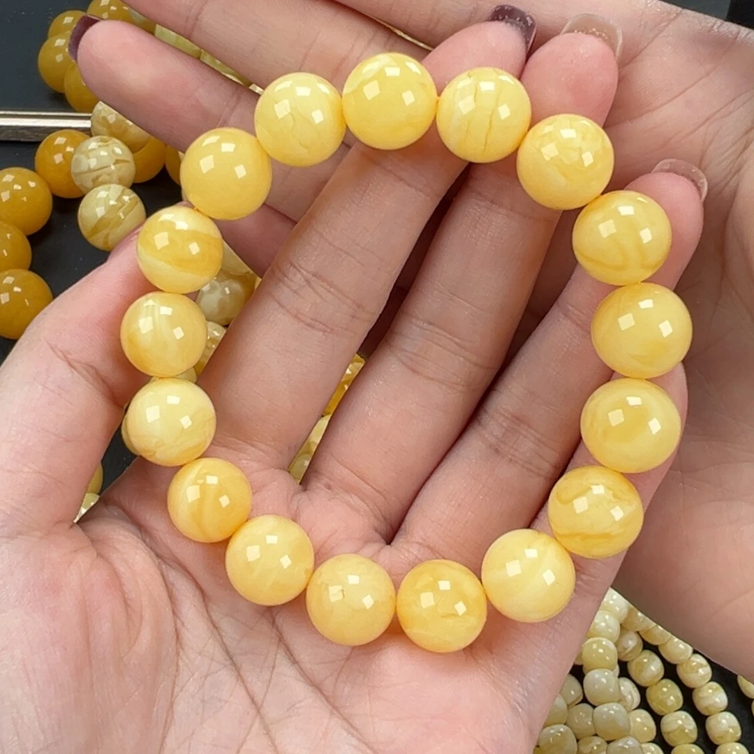 琥珀未镶嵌手链19.3黄白蜡