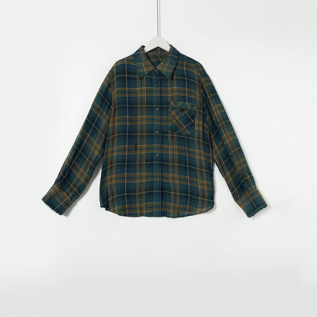 几里与麻 简约格子衬衫 衣长68胸围114 2081336