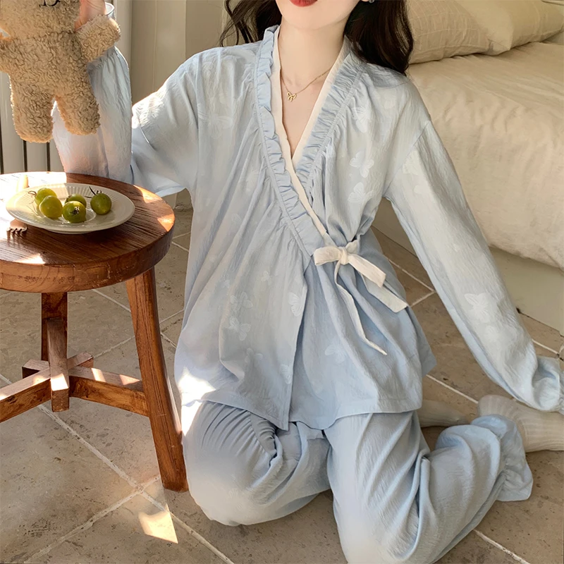 睡衣女款爆款2025新款春秋季舒适可外穿大码长袖甜美风家居服套装
