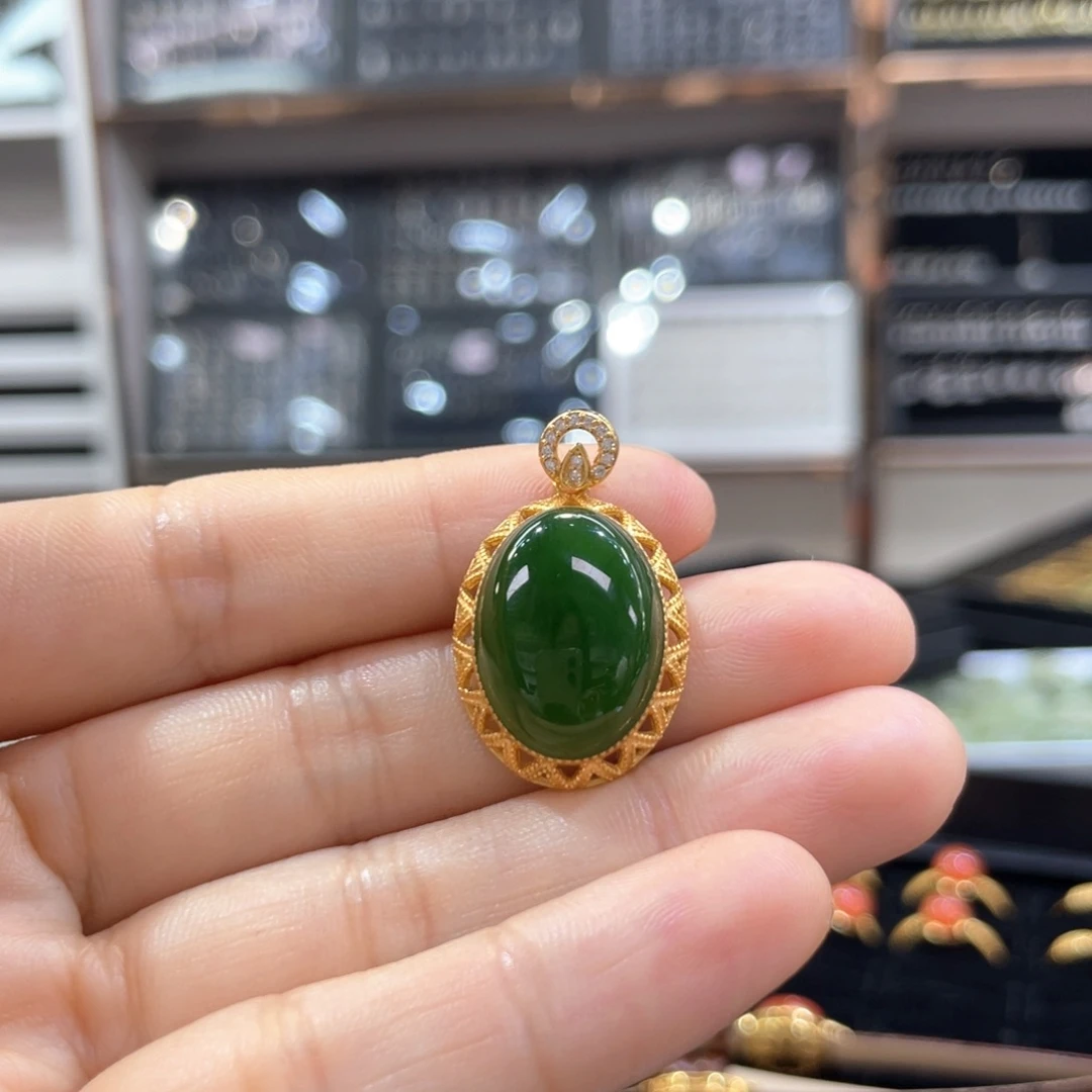 和田玉银S925镶嵌颈饰