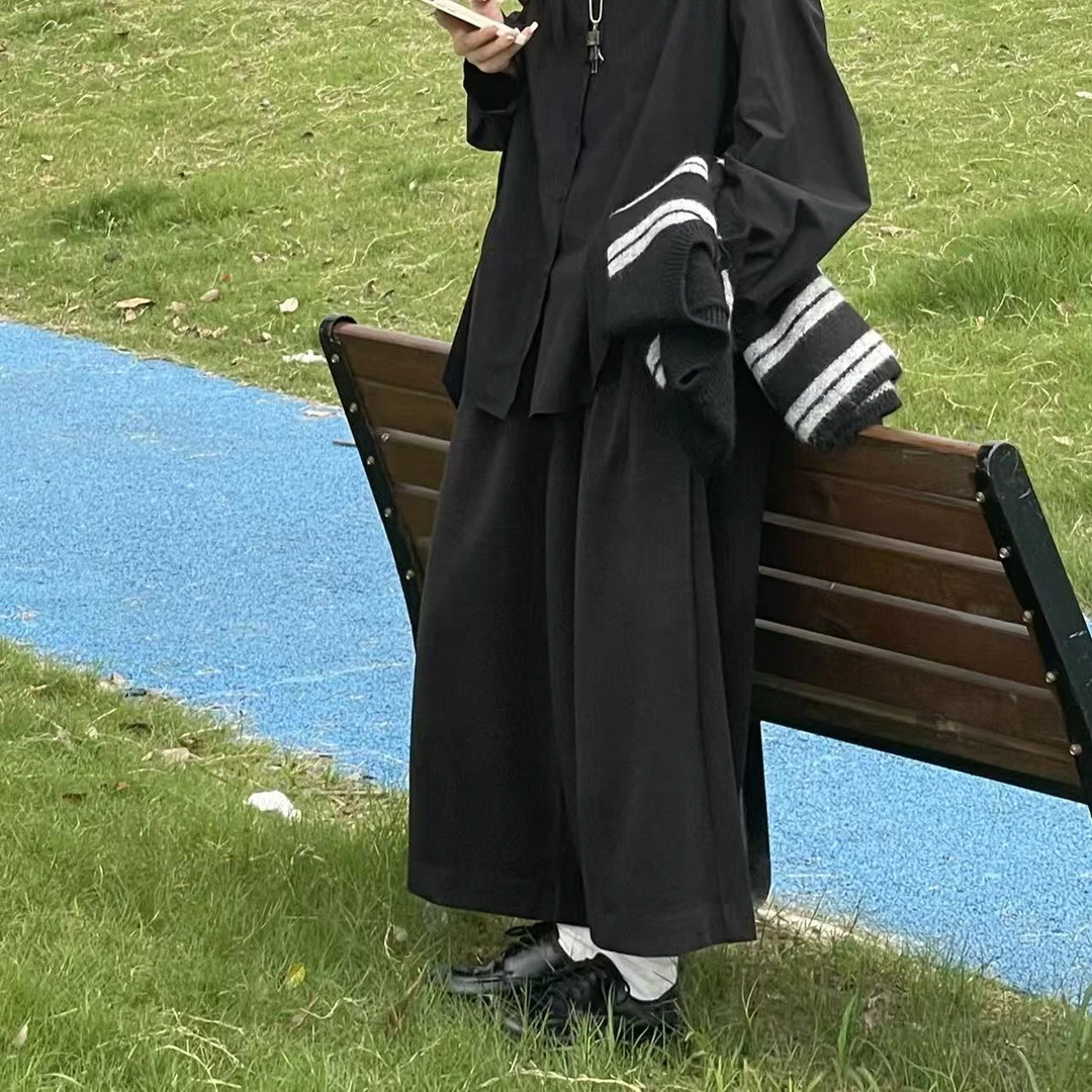 冬季新款纯色百搭慵懒风宽松版八分阔腿裤36527款