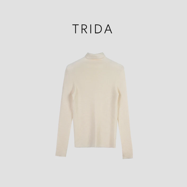 【裸感女人】五色18针极细100羊毛半高领修身针织衫毛衣 256503YR