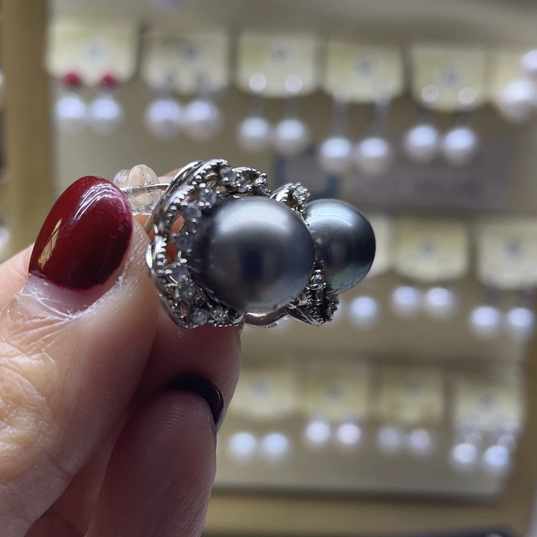 海水珍珠耳饰银S925镶嵌