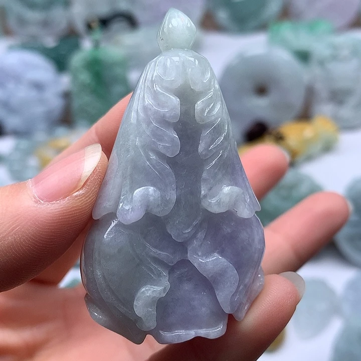 翡翠未镶嵌颈饰百财两面工艺卡厚19+