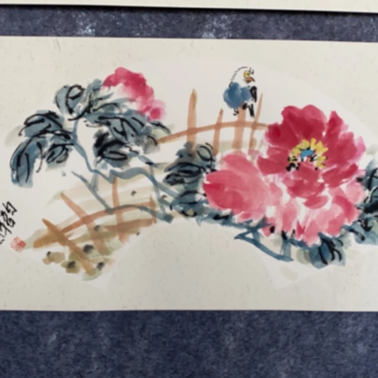 66x33cm无框多款扇面写意国画花鸟牡丹花画不包邮