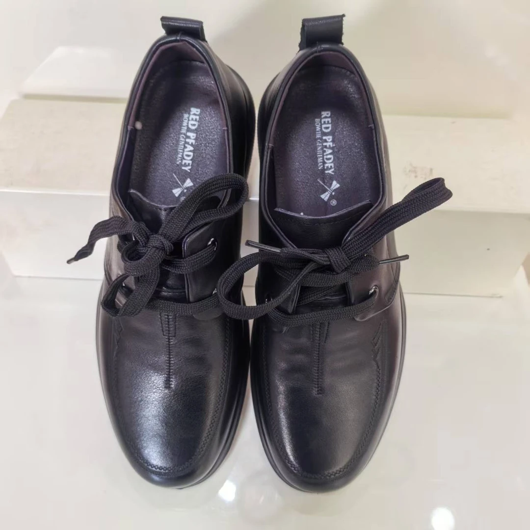 男式绑带牛皮皮鞋橡胶加厚软底防滑耐磨牛皮透气防臭舒适百搭时尚